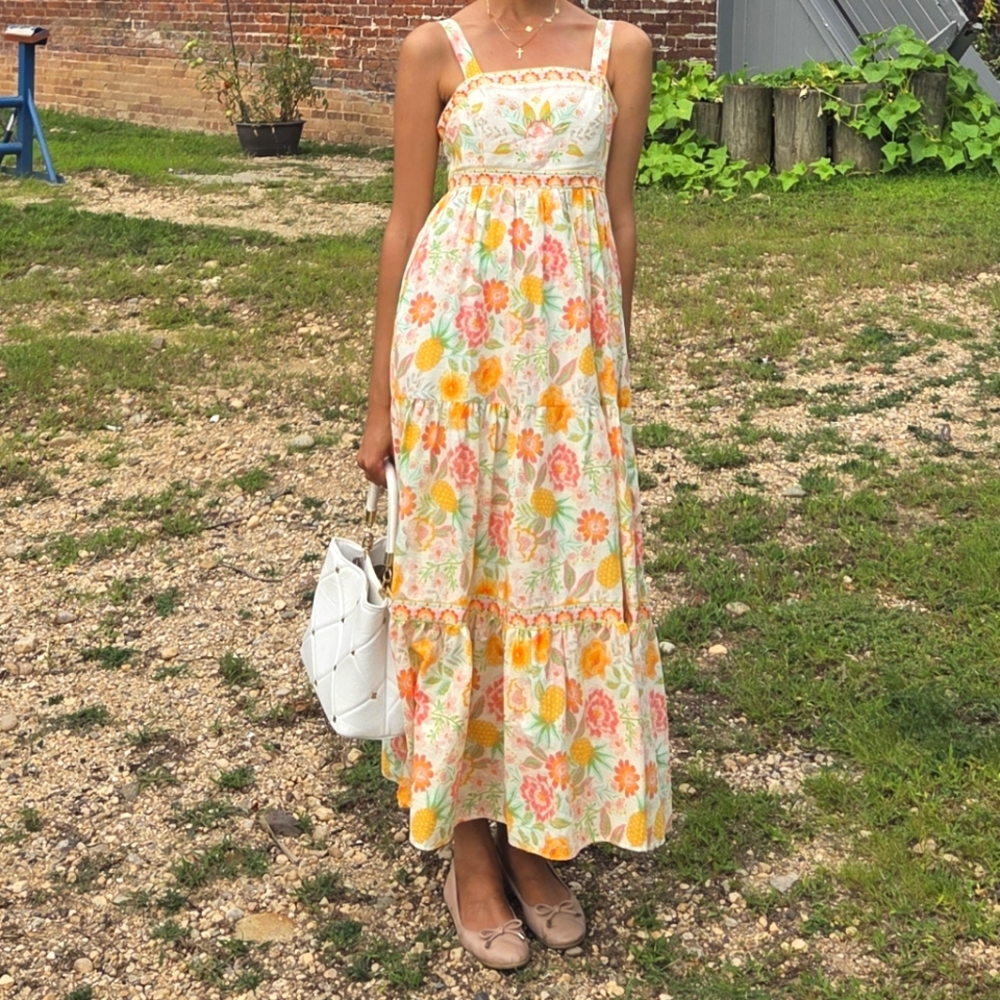 Rachel Zoe Multicolor Flower Embroidered Maxi Dress